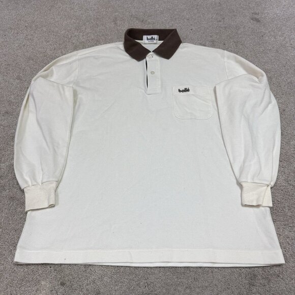 Bolle Polo Men’s Ivory Brown Long Sleeve Size Medium - Picture 1 of 10